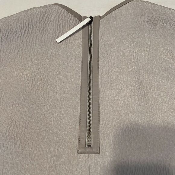 NWOT Helmut Lang sleeveless back zip blouse longer in back side slits satin trim - Picture 3 of 10